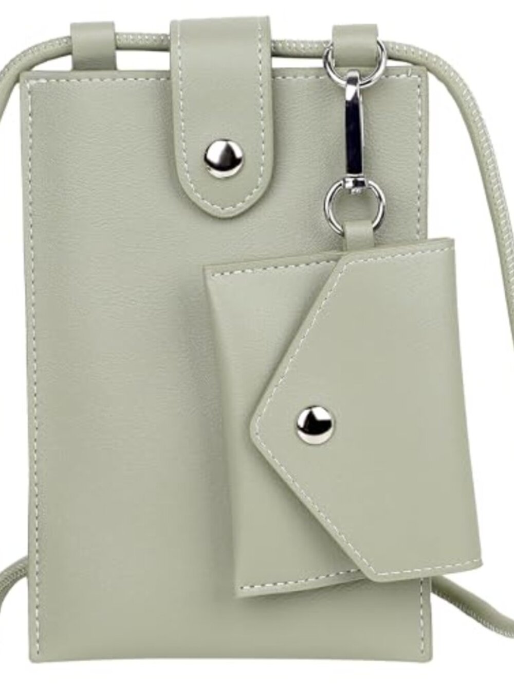Small Crossbody Phone Bag PU Leather Shoulder Purse 2-in-1 Set Mini Coin Pouch